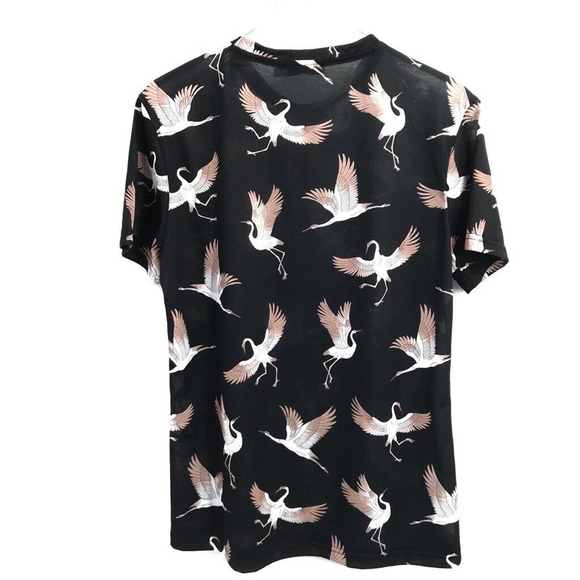 Bolongaro Trevor Mens Graphic T-Shirt Black White Bird Print Crew Neck Tee M New - Picture 2 of 7